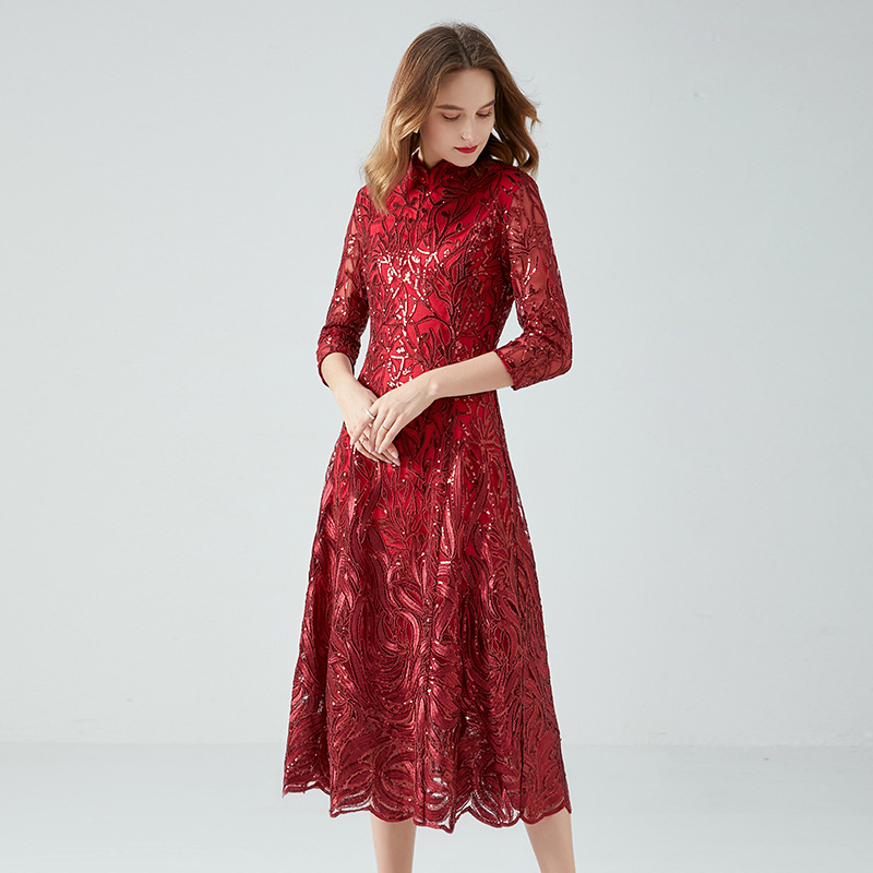 France style embroidery all-match dress