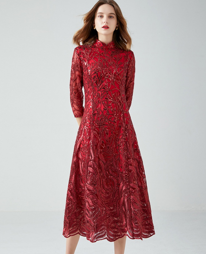 France style embroidery all-match dress