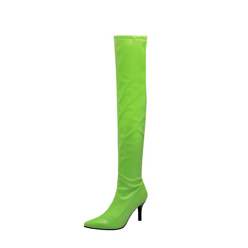 Fine-root thigh boots pointed women's boots for women