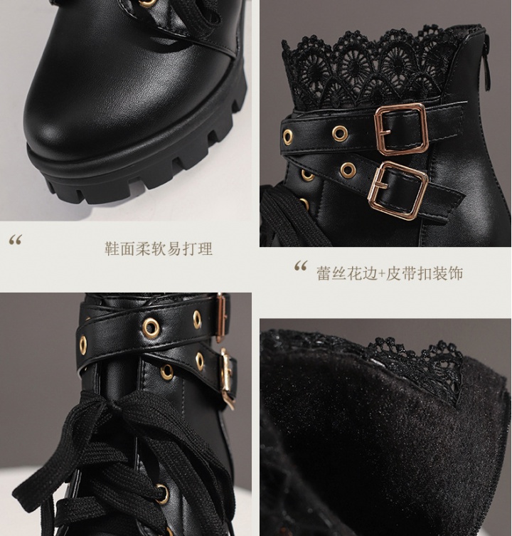 Thick belt buckle short boots large yard women's boots
