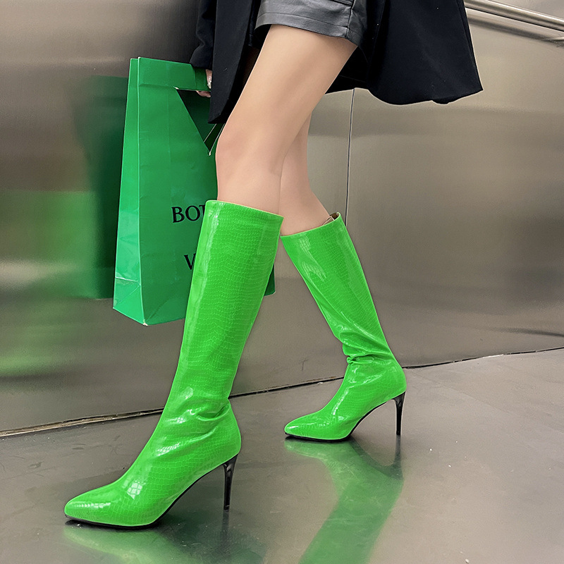 High-heeled large yard boots pointed shoes for women