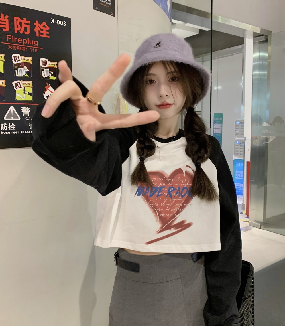 Loose thin hoodie mixed colors Korean style tops