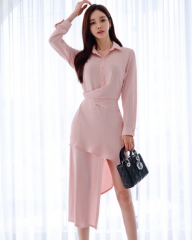 Autumn temperament Korean style shirt slim fashion irregular dress