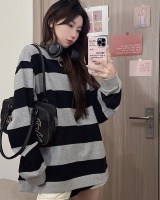 Loose long stripe hoodie Korean style lazy tops for women