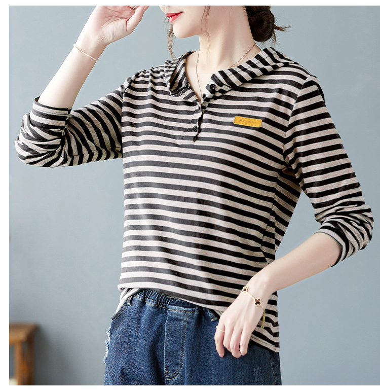 Stripe bottoming shirt spring and summer tops for women