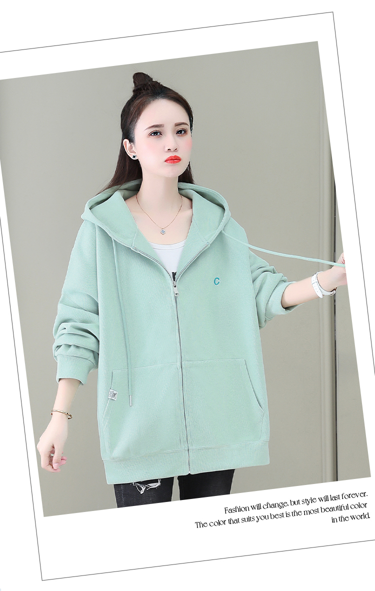 Loose zip cardigan spring and autumn jacket for women