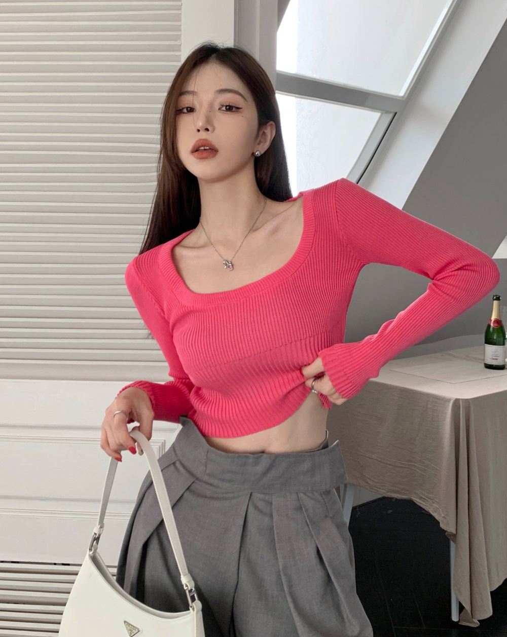 Autumn ice silk short sweater candy colors thin tops