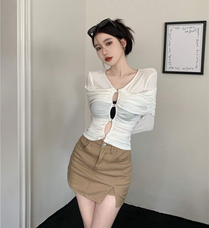 Sexy slim long sleeve tops white spicegirl T-shirt for women