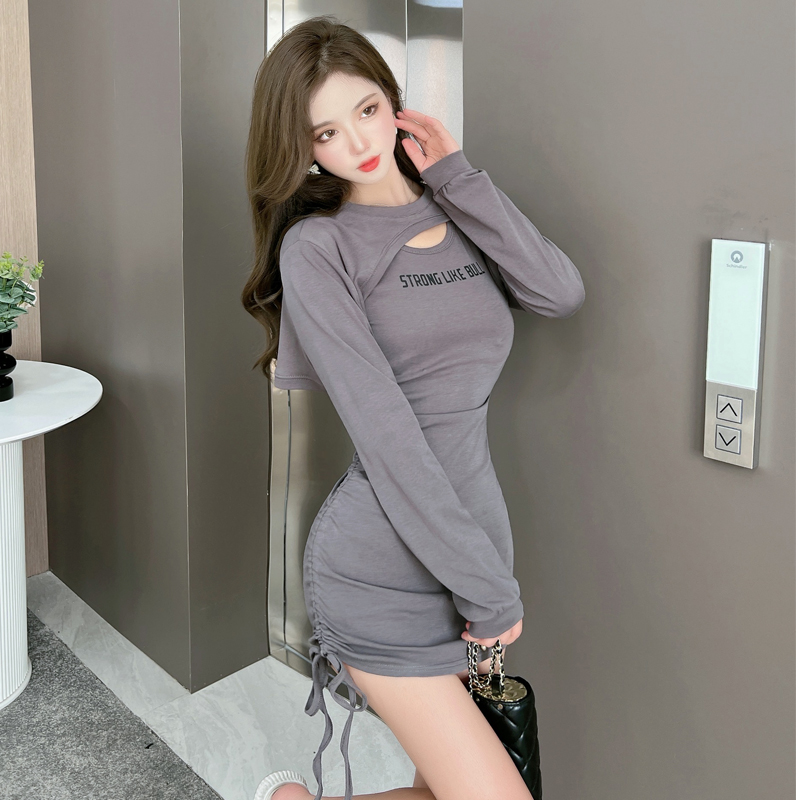 Spicegirl Korean style dress sling hoodie 2pcs set