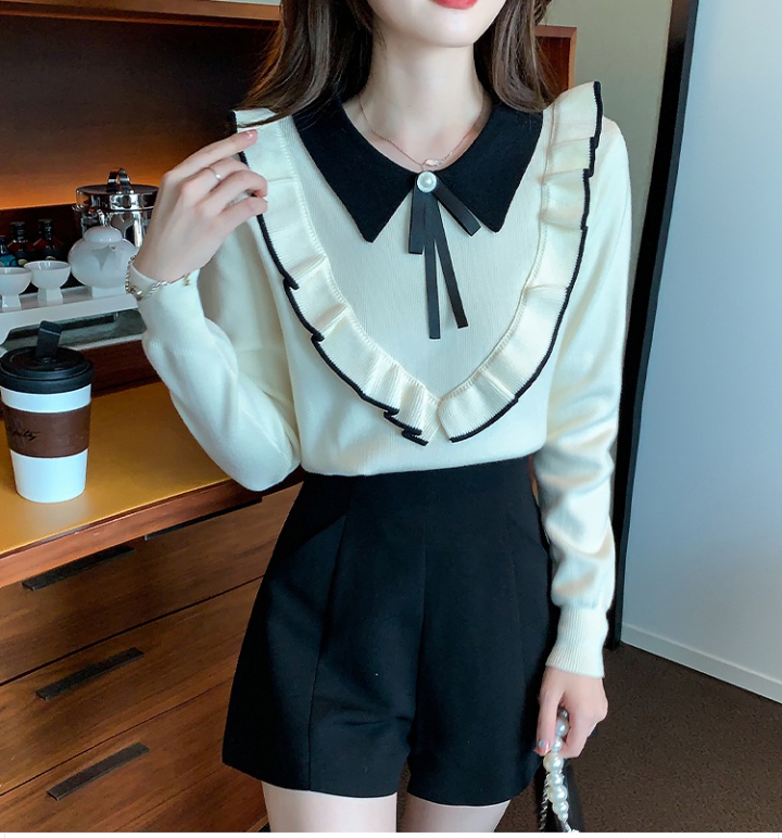 Doll collar thermal winter knitted sweater for women