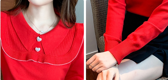 Wool doll collar temperament sweater for women