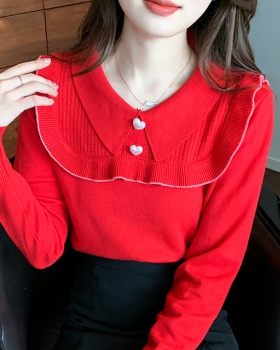 Wool doll collar temperament sweater for women