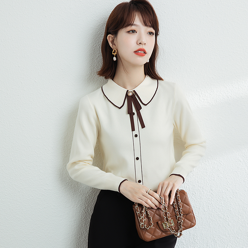 Doll collar autumn and winter all-match sweater for women