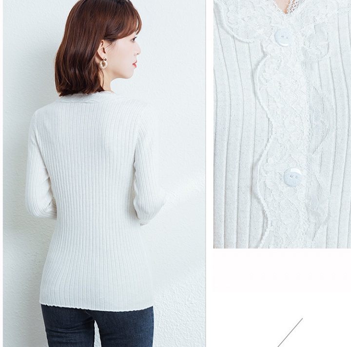 Pullover V-neck small shirt white sweater for women