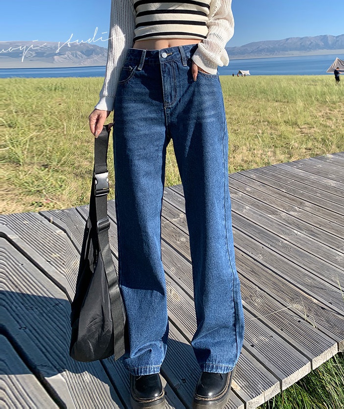 Slim large yard jeans wide leg all-match pants for women