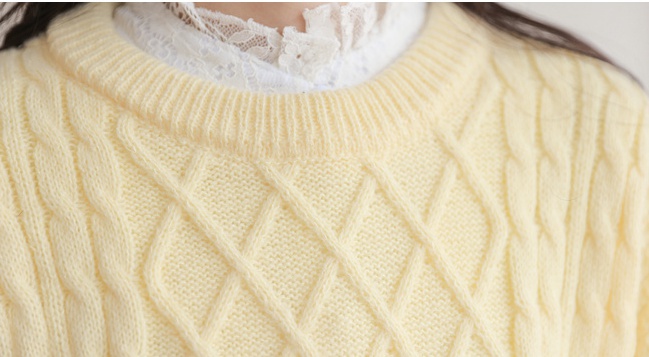 Tender round neck pullover twist sweater for women