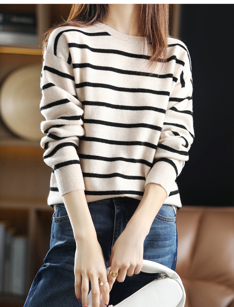 Knitted stripe shirts mixed colors cashmere sweater
