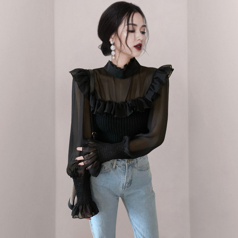 Autumn court style tops fashion France style shirt for women