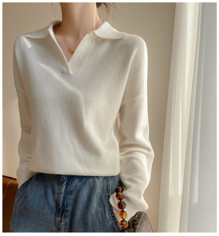 France style wool bottoming tops autumn white sweater
