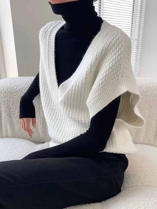 Screw thread sweater autumn and winter waistcoat for women