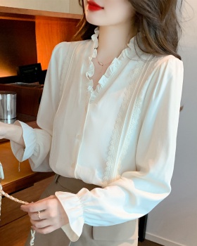 Long sleeve lace bottoming tops all-match temperament shirt