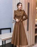 Pinched waist autumn tops Western style long skirt 2pcs set