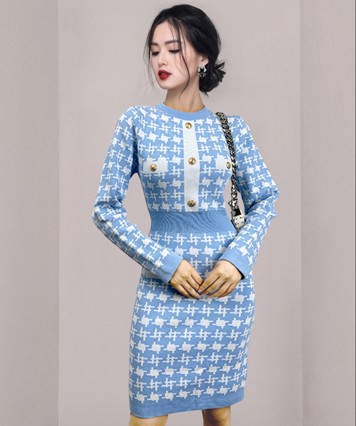 Ladies bottoming temperament mixed colors dress
