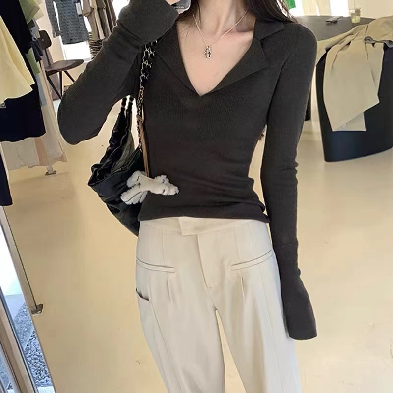Wool lovely sexy sweater bottoming autumn thin tops for women