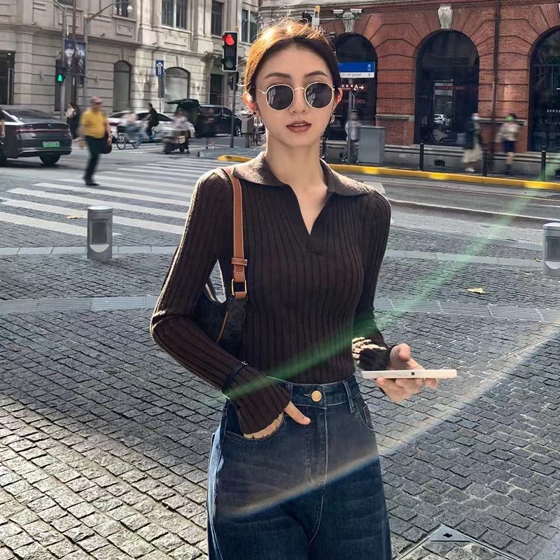 V-neck tops autumn and winter sweater for women