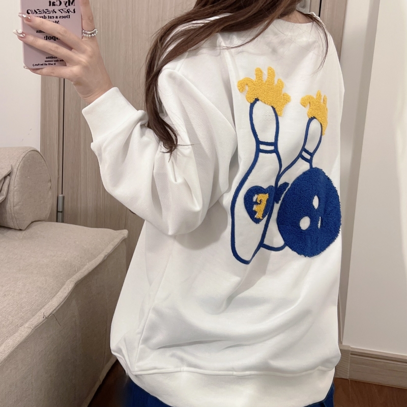 Long sleeve embroidery hoodie pullover tops