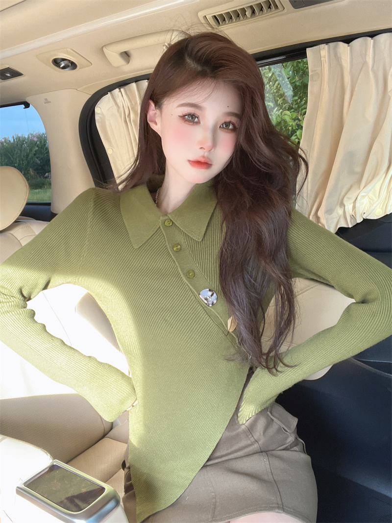 Korean style ornament sweater irregular tops for women