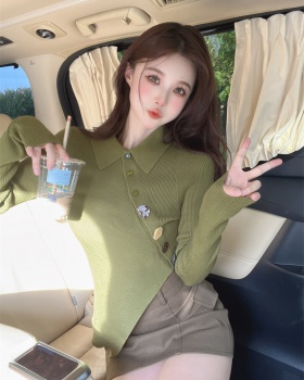 Korean style ornament sweater irregular tops for women