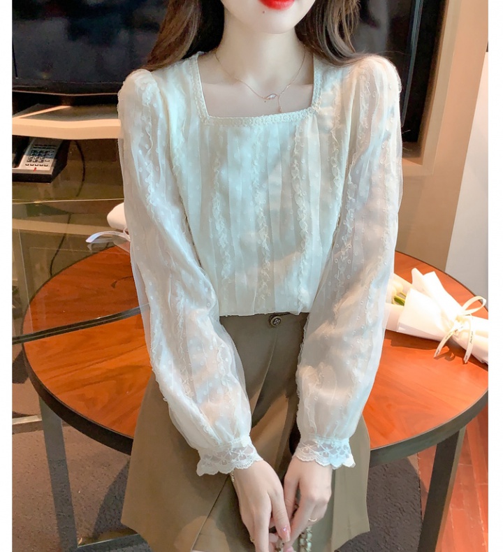 Lace long sleeve shirt temperament Western style shirts