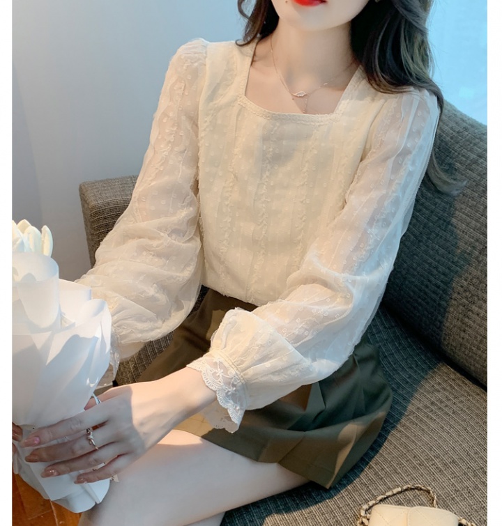 Lace long sleeve shirt temperament Western style shirts