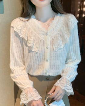 Beautiful lace shirt temperament tops for women