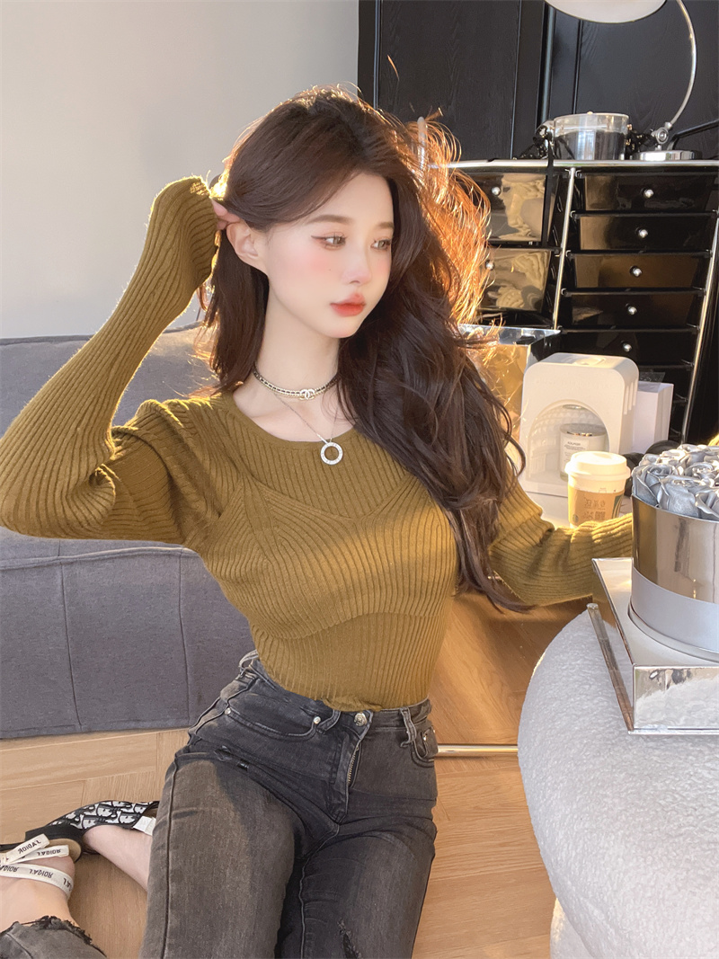 Wrapped chest sweater long sleeve tops for women