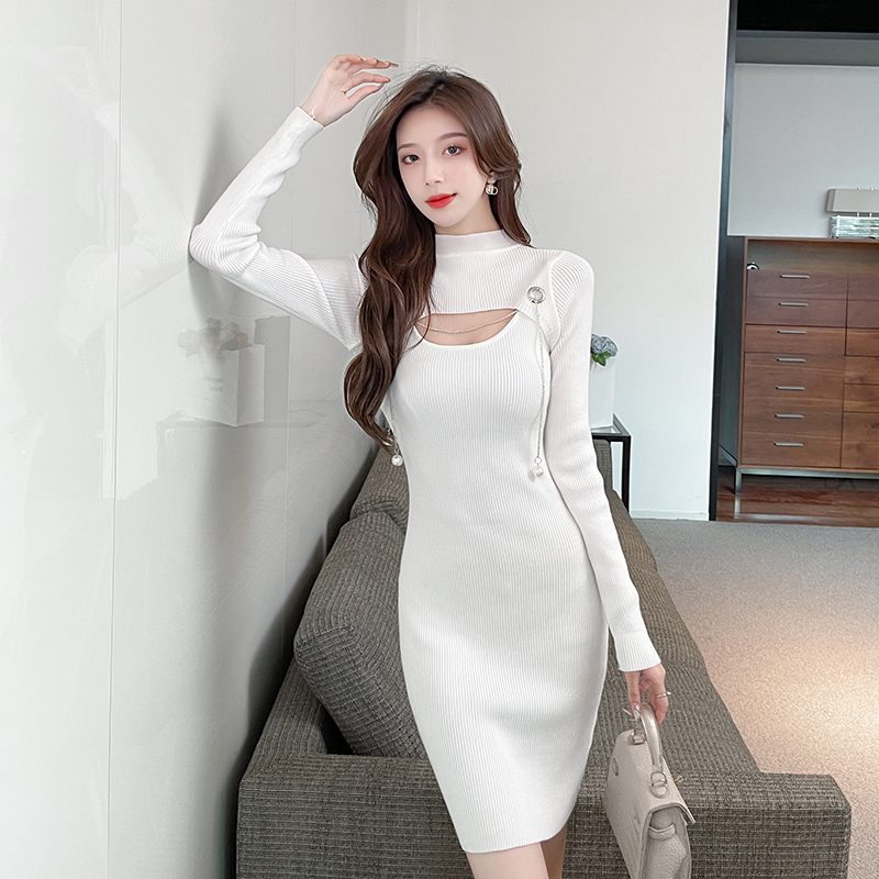 Package hip fashion sexy hollow knitted dress for women