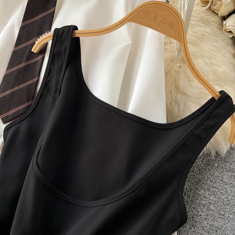 Autumn pleated tops college style vest 2pcs set for women