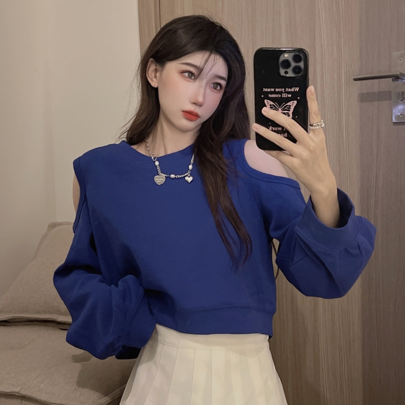 Pure Korean style hoodie short wear tops for women