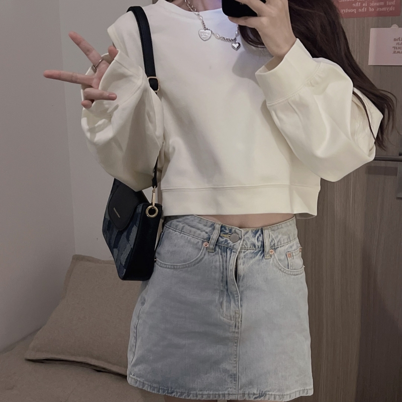 Pure Korean style hoodie short wear tops for women