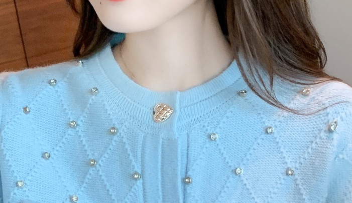 Fashion and elegant thick needle sweater rhinestone tops