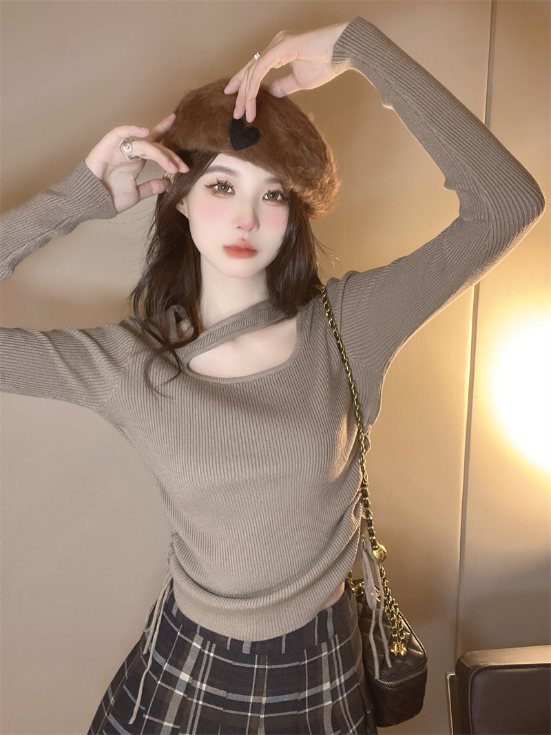 Temperament knitted tops Korean style pure sweater for women