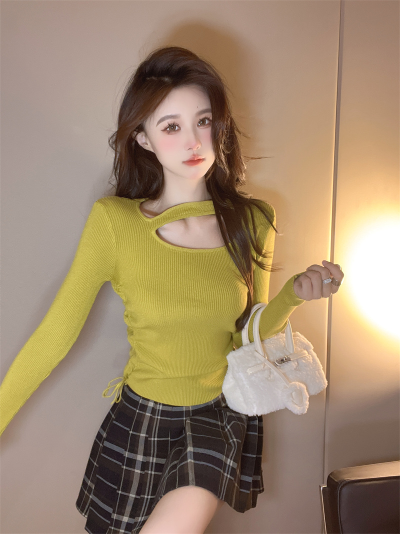 Temperament knitted tops Korean style pure sweater for women