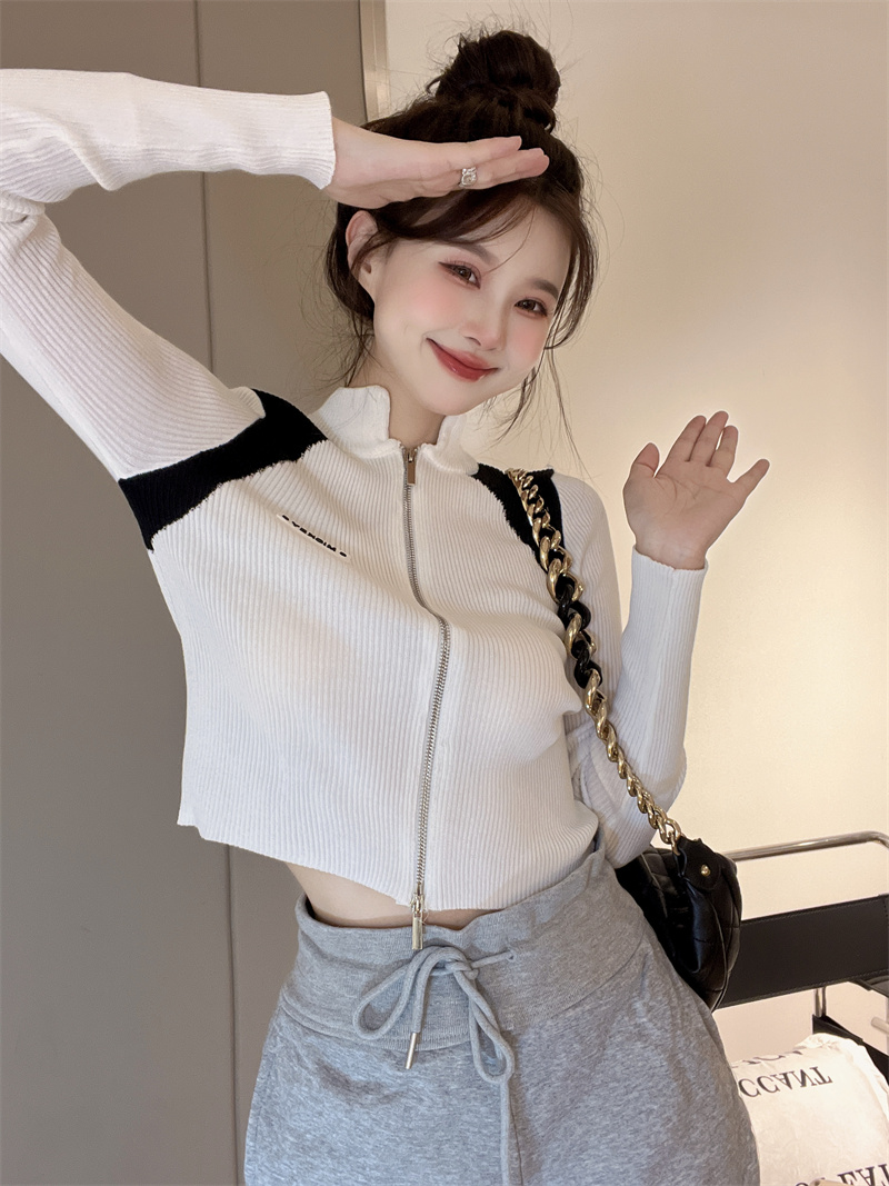 Mixed colors slim tops autumn cardigan for women