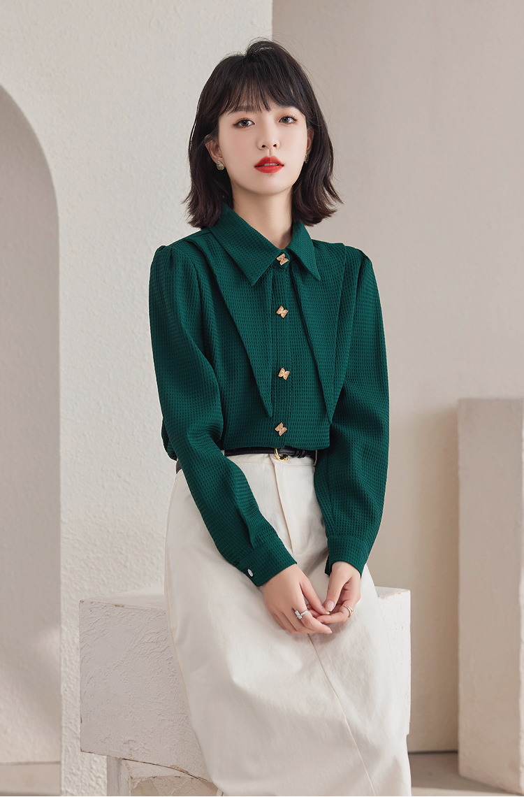 Unique Japanese style green Western style shirt
