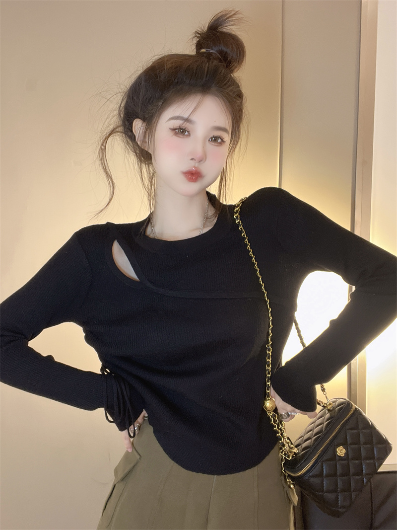 Hollow autumn tops thin sweater for women