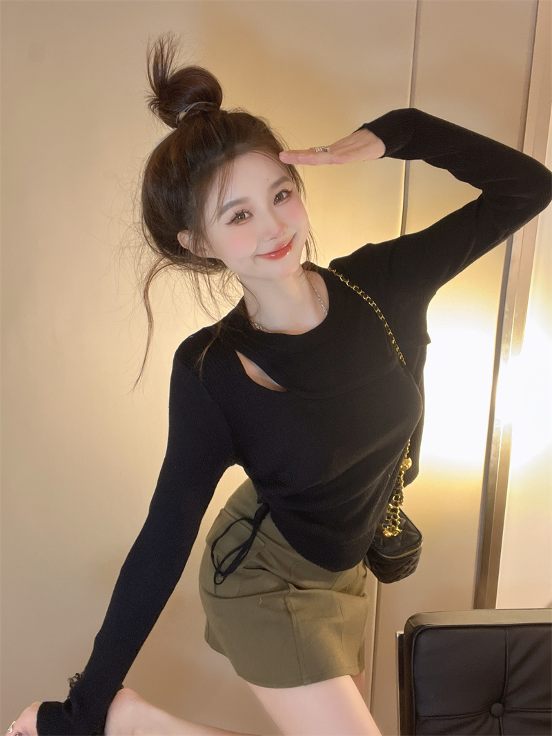 Hollow autumn tops thin sweater for women