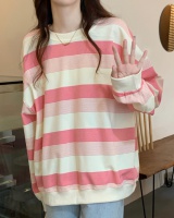 Stripe loose tops retro Korean style hoodie for women