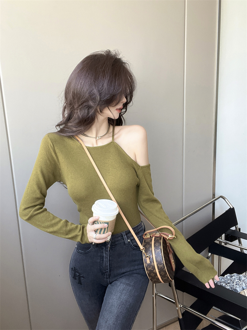 Thin strapless tops Western style autumn sweater