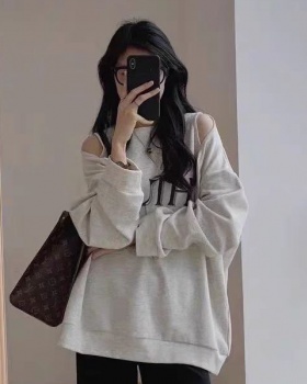 Letters hollow printing tops strapless autumn hoodie